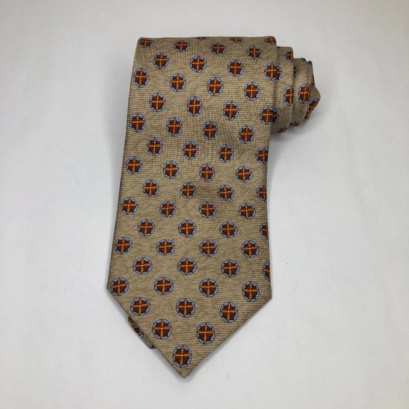 Robert Talbott Nordstrom Cross Tan Geometric Tie - Picture 1 of 4
